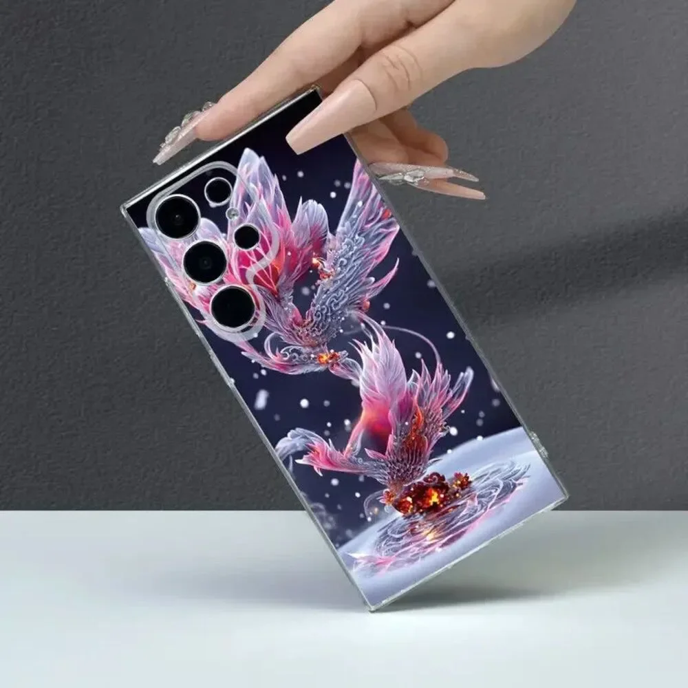 Purple Fantasy Phoenix Pattern Protective Phone Case Non-slip Galaxy A14 5G NEW